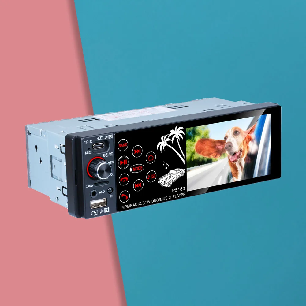 

P5180 1 Din 3.8 Inch IPS Screen Car Radio Bluetooth Autoradio Type C USB AUX MP5 MP4 Video Player MP3 SD Typec Auto Audio Stereo