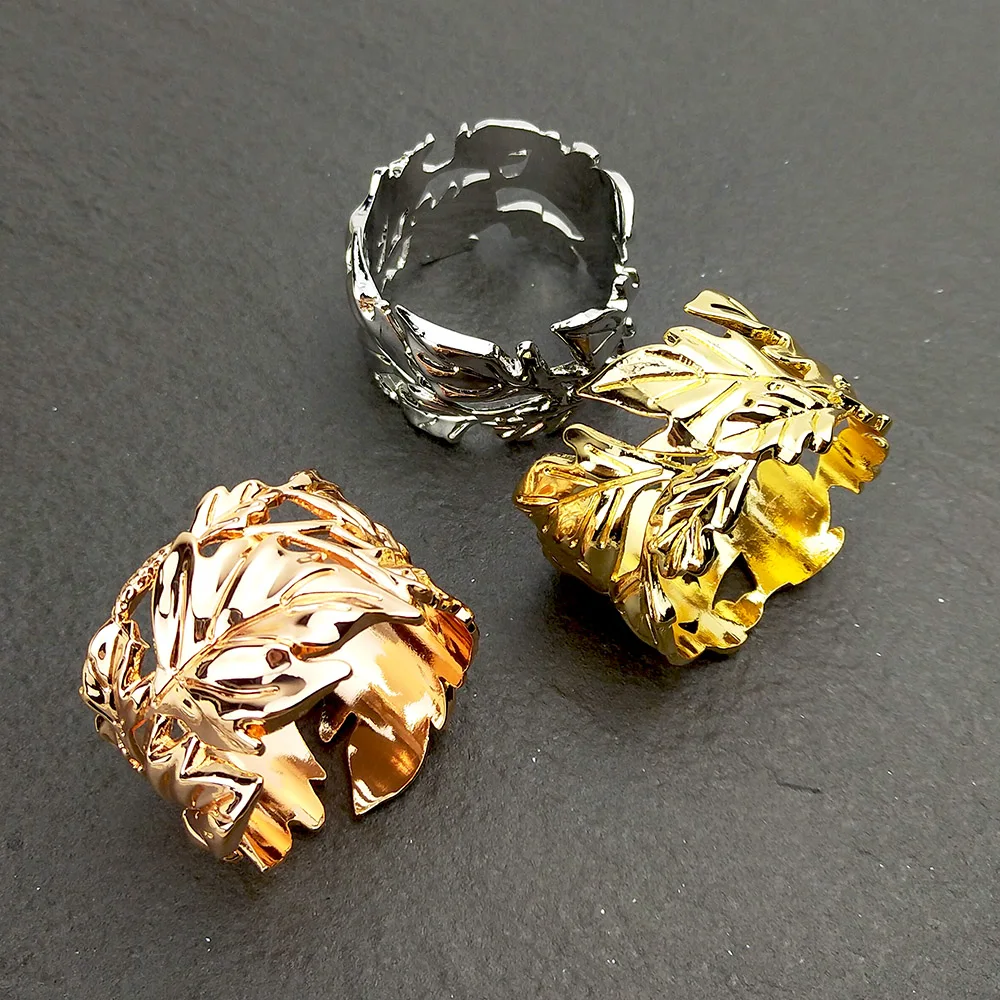 6 шт. новые кольца для салфеток с листьями золотые серебряные антикварные