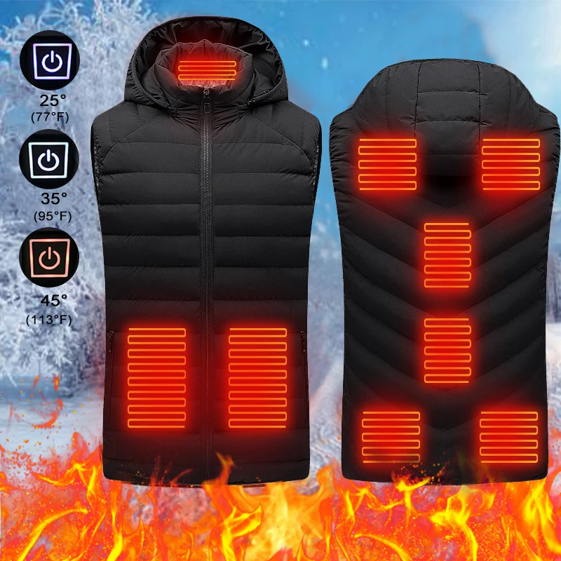 

Men Autumn winter Smart heating Cotton Vest USB Electric Heating Thermal Warm Clothes Outdoor Flexible Thermal Winter Jacket