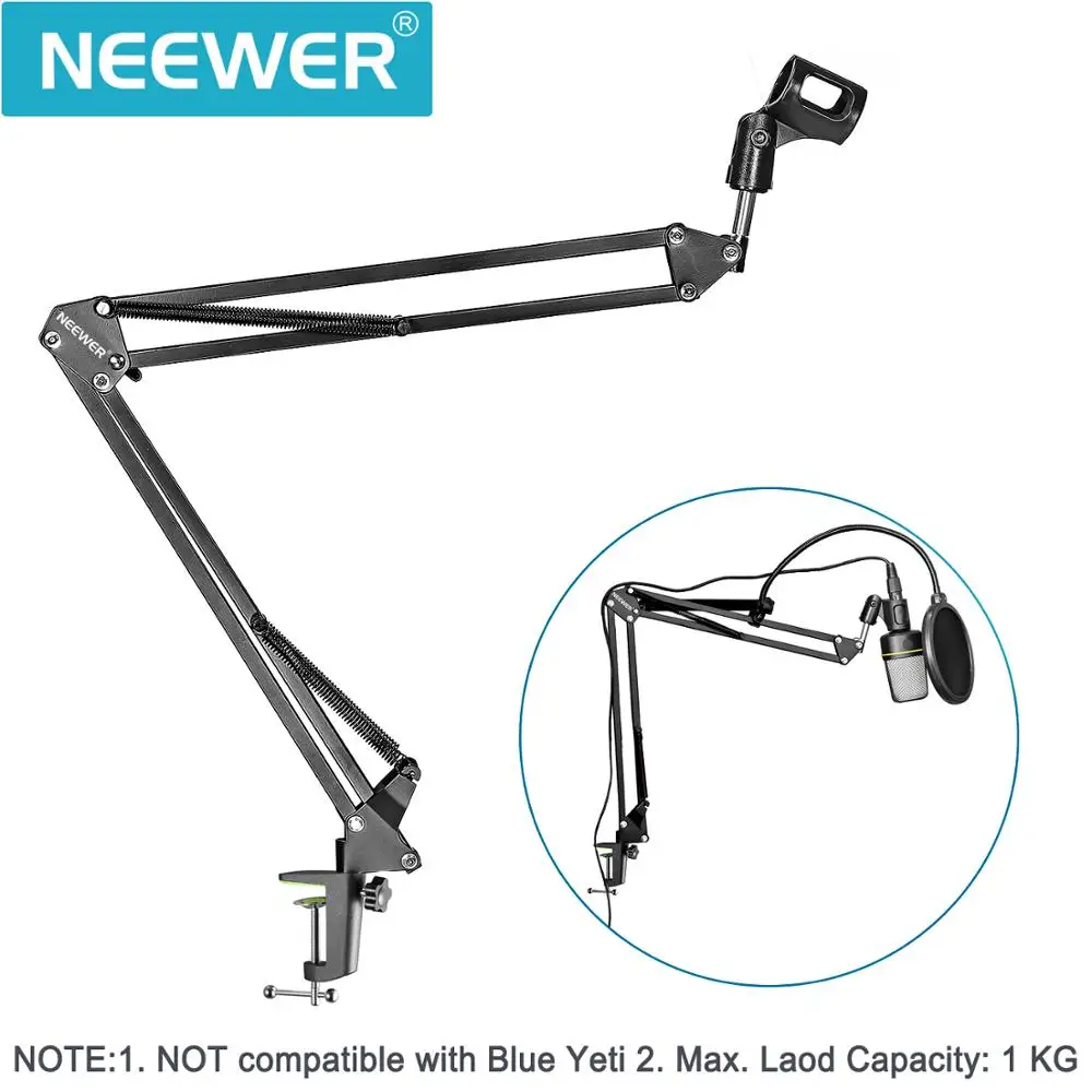 neewer nb 35 microphone suspension boom scissor arm standmic clip holdermounting clamppop filter mask shieldstand clip kit free global shipping