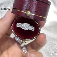 luowend 100 real 18k white gold ring real natural diamond enagement ring women fine jewelry for customized