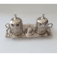 silver ottoman patterned 2 person coffee cup set double silver set authentic vintage cup set