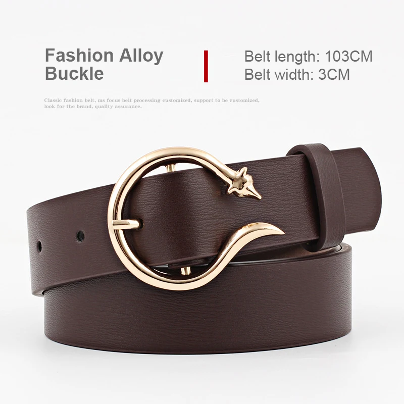 Maikun Fashion All-Match Women's Belt High-Quality Alloy Pin Buckle Imitation Leather Wide Belt