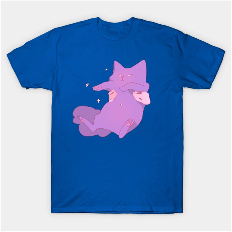 

Cartoon Cat Pattern T-Shirt Women's Short Sleeve 2021 Summer Cotton Tops Round Neck Harajuku Tees Female Print Shirt Ladies