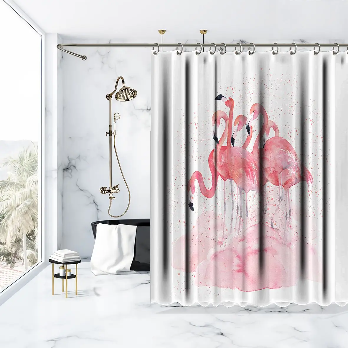Занавеска для душа Фламинго краска брызг летняя Природа тема домашний декор