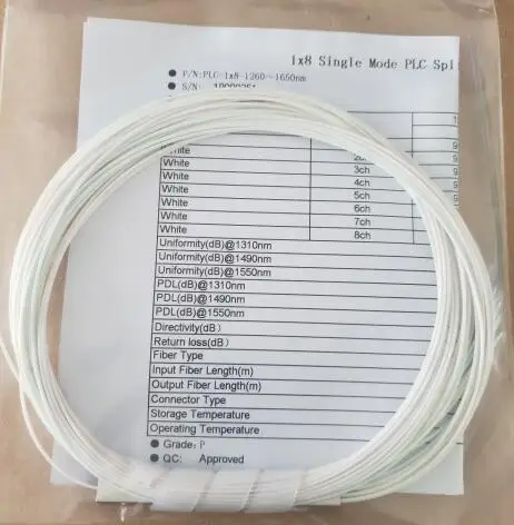 10 шт. волоконно-оптический разветвитель plc 1x8 SC APC/UPC 0,9 мм G657A1 зеленый синий разъем опционально - Цвет: 1x8 no connector