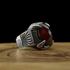 Реальные 925 стерлингового серебра натуральный красный камень циркон кольцо для мужчин Aqeq ювелирные изделия из оникса Модные Винтажные подарки для мужчин аксессуар весь размерный ряд