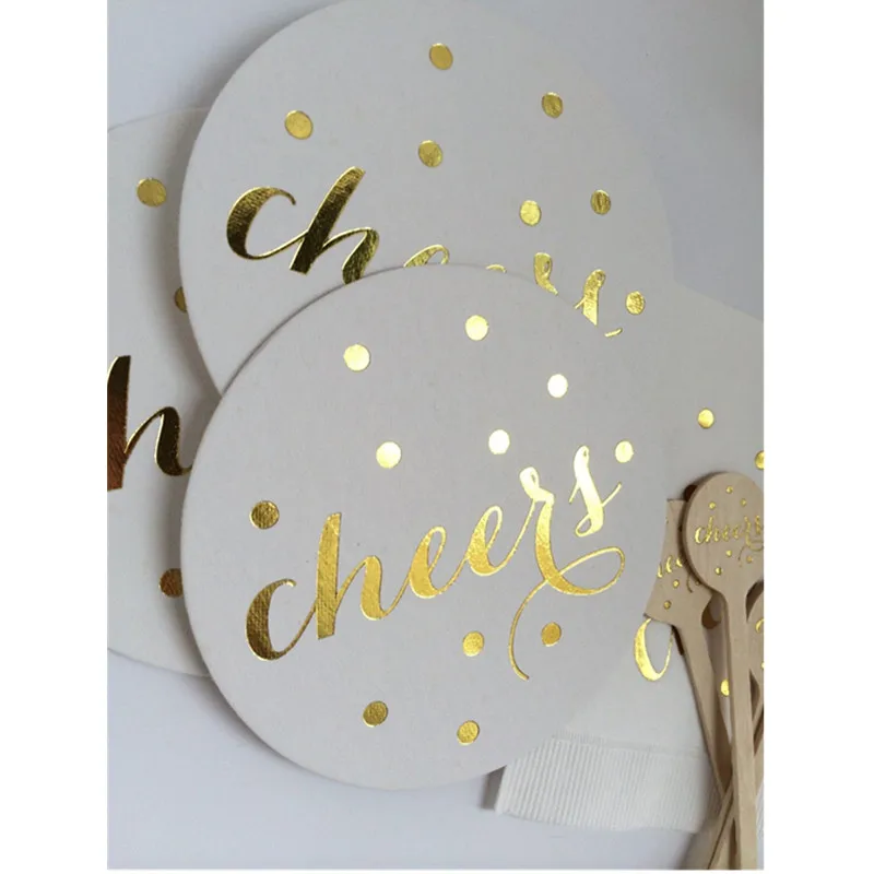 Подставки белые с металлическим блеском из золотой фольги 50 шт. | Дом и сад