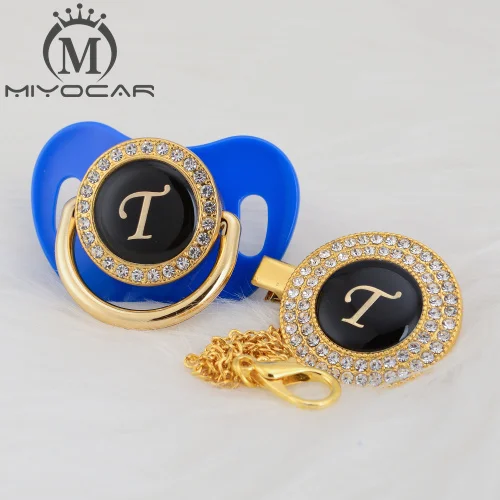 LT-6 0-6M MIYOCAR имя инициалы буквы T элегантный Серебряный bling соска и пустышка Клип BPA бесплатно пустышка bling уникальный дизайн SGS пройти LT - Цвет: LT-6 0-6M