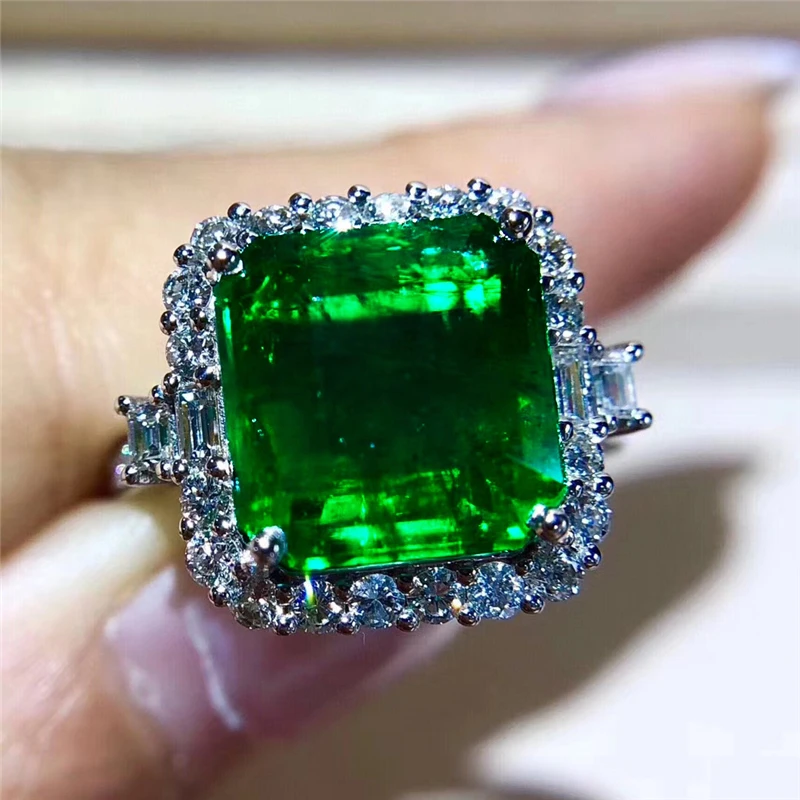 

Ekopdee Square Cut Emerald Engagement Cubic Zirconia Rings For Women Vintage Zircon Adjustable Ring Anniversary Bridal Jewelry