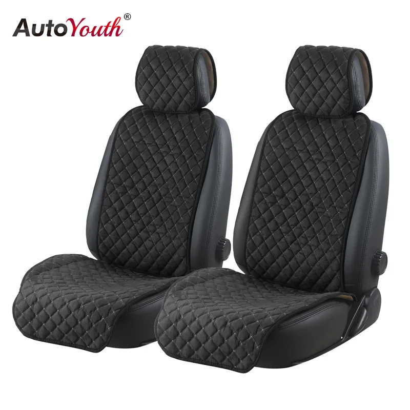 AUTOYOUTH Чехол подушки сиденья автомобиля модный микрофибровый протектор для сиденья автомобиля Защита для всех тренировок для передних 2 сидений - Название цвета: Black