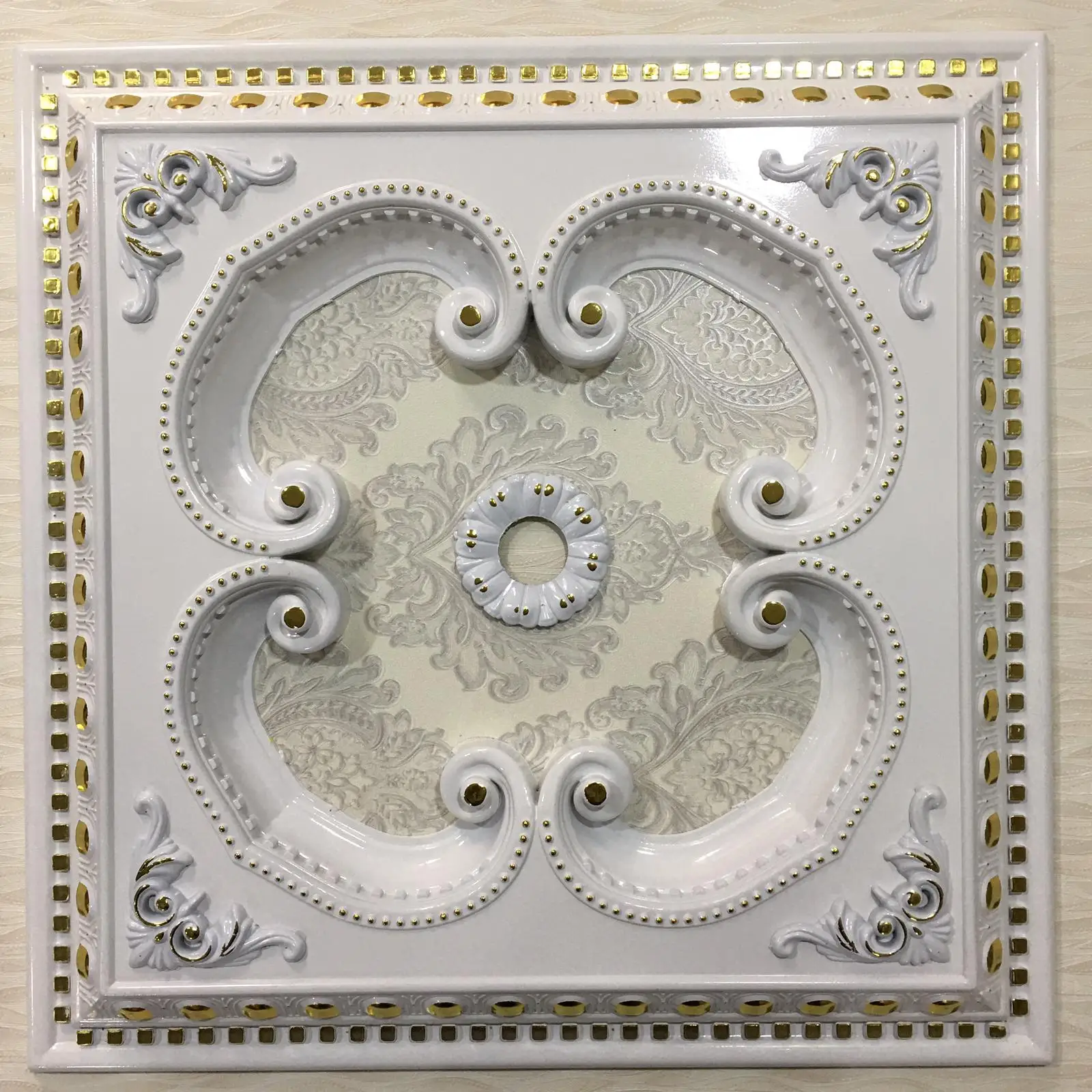 

Decorative Square Design Vintage Looking Ceiling Medallion for Chandeliers Damask Pattern 60cm 23.62''