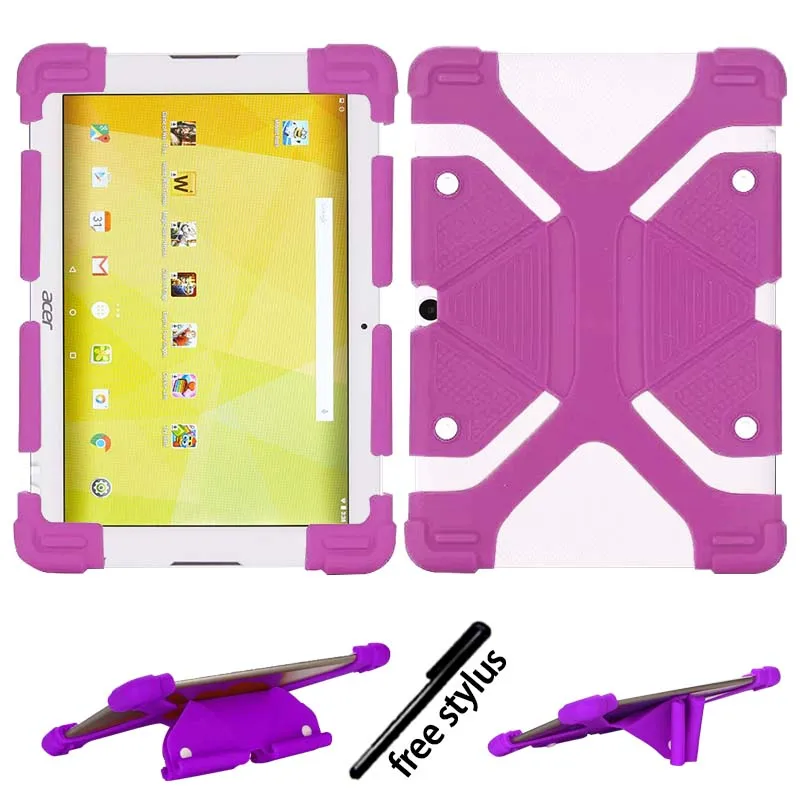 purple KK& LL для acer Iconia One 10 B3-A20 10,1 дюймов- мягкий резиновый противоударный силиконовый чехол-подставка для планшета+ стилус - Цвет: purple