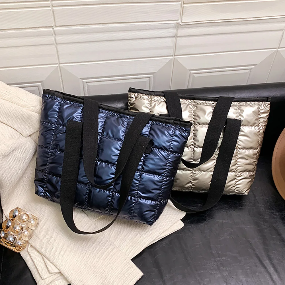 

Нейлоновая Хлопковая сумка на плечо для женщин, пуховая сумка-мессенджер, модная дамская сумочка, Роскошный дизайнерский вместительный мешок с ручками сверху