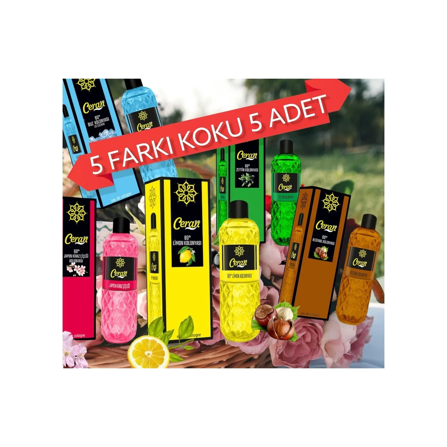 

STUNNING WITH ITS WONDERFUL SMELL Ceran Cologne Cologne 400 ml Boxed 5 Pieces 5 Types FREE SHIPPING