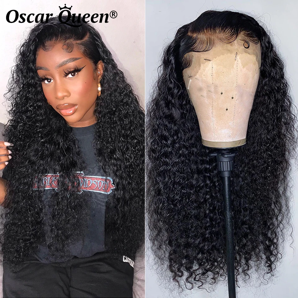 

Кудрявые вьющиеся человеческие волосы, парик, свободный, с глубокой волной, Hd, прозрачный, на сетке, фронтальный парик для женщин, человеческ...