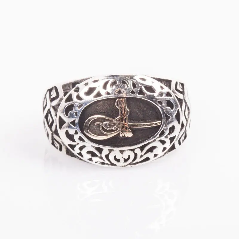 

925 Sterling Tugra Silver Ring Fashion Turkish Premium Quality Handmade Jawelery