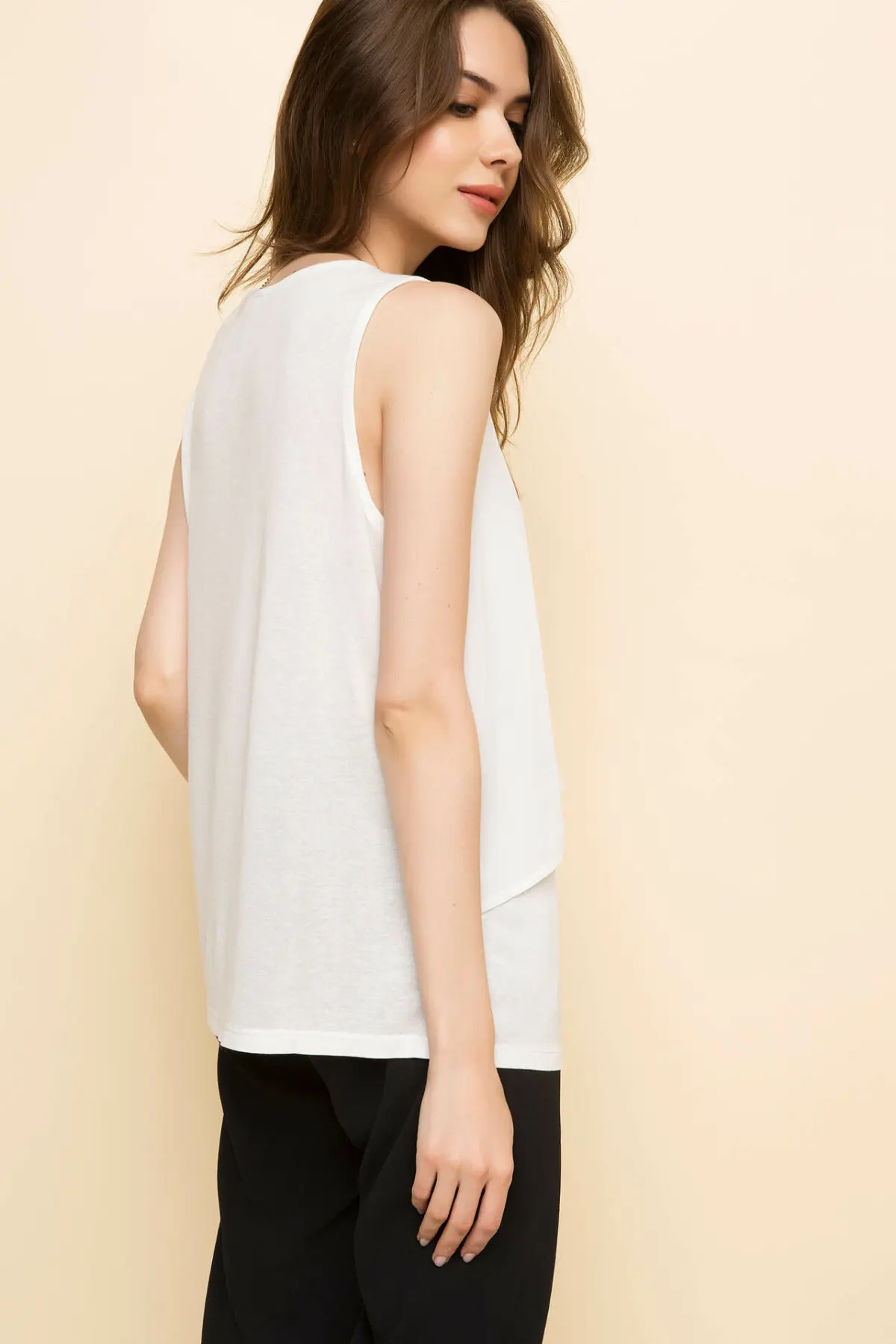 DeFacto элегантные женские летние длинные топы белого цвета с двойными оборками