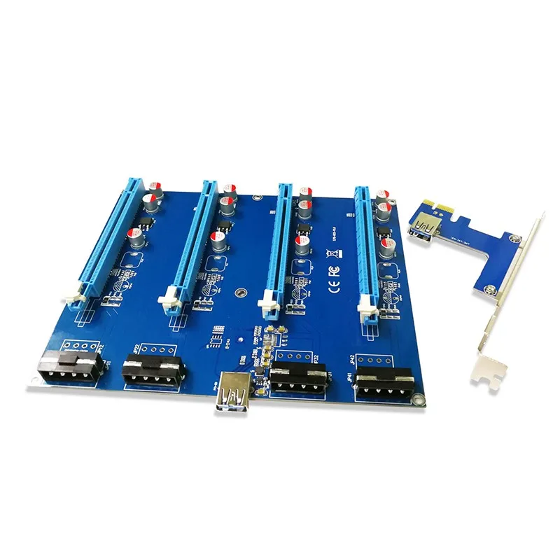 

PCI-E 1 To 4 PCI Express 16X Slot Expansion Card Mining Module PCI-e 1X to External Slot Adapter PCIE Port Multiplexer-gold