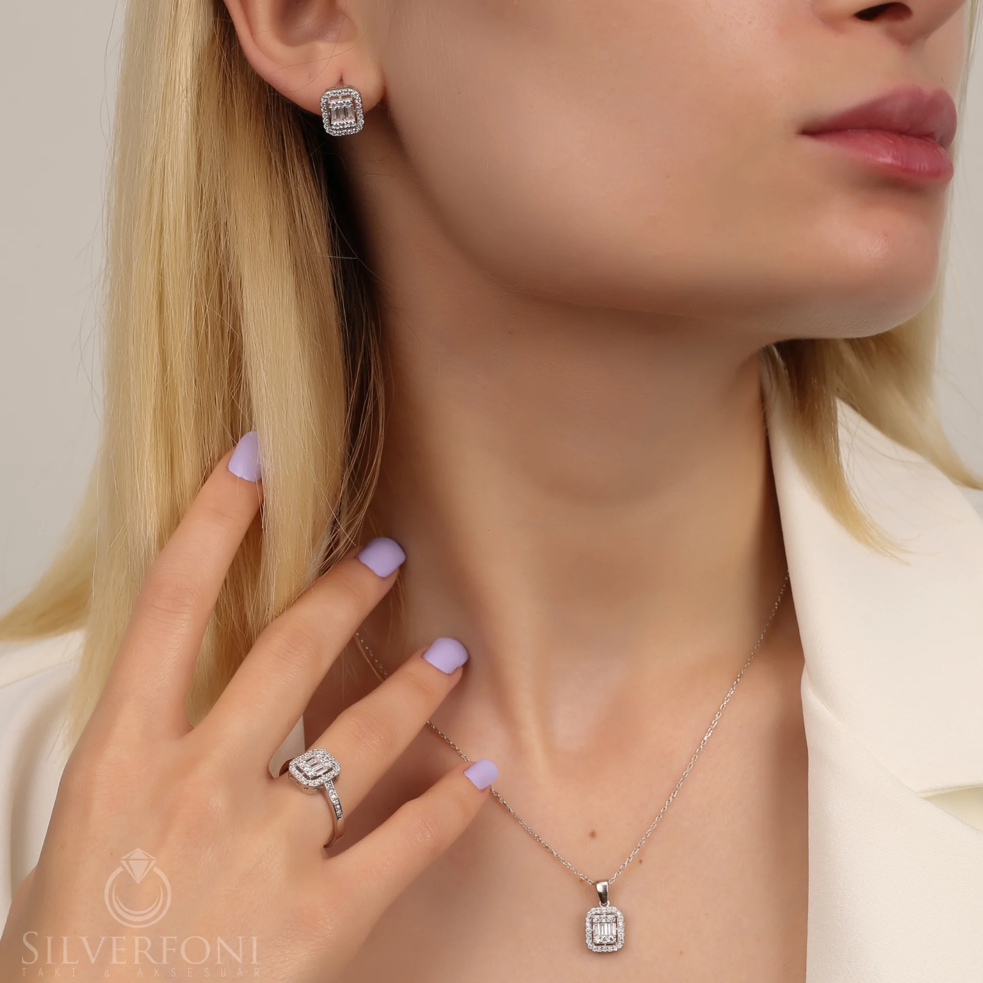 Ensemble de baguettes en argent regardé 925, anniversaire, fiançailles, alliance, bijoux à breloques, mode des travailleurs, qualité supérieure, modèle 1