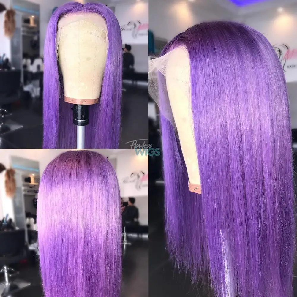 150% фиолетовый Синтетические волосы на кружеве человеческих волос парики 13x4 HD