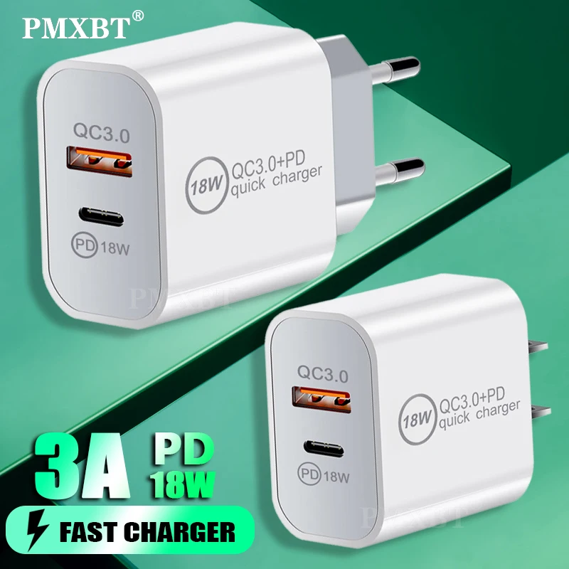 

PD 18W USB Charger QC 3.0 Fast Phone Charger Adapter For iPhone 12 11 Pro Xr Xs Max iPad Airpods Huawei Xiaomi Samsung Wall Plug