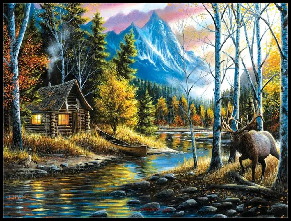 

Full Embroidery Counted Cross Stitch Kits Needlework - Crafts 14 ct Aida DIY Arts Handmade Decor Oil painting - Peaceful Setting