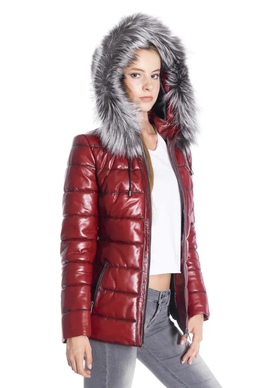 

Women winter leather jacket winter Leather Jacket Genuine Real Leather Jacket leather Coat lambskin coat Female Parka Genuine