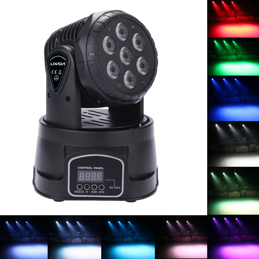 7LED 105 Вт RGBW 9/14 каналов DMX512 мини Вращающаяся головка движущаяся сценическая лампа