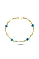 Quadruple Evil Eye Beaded Gold Bracelet TTGBLANZ110 - Certified 14K Gold – A perfect gift for your Loved Ones