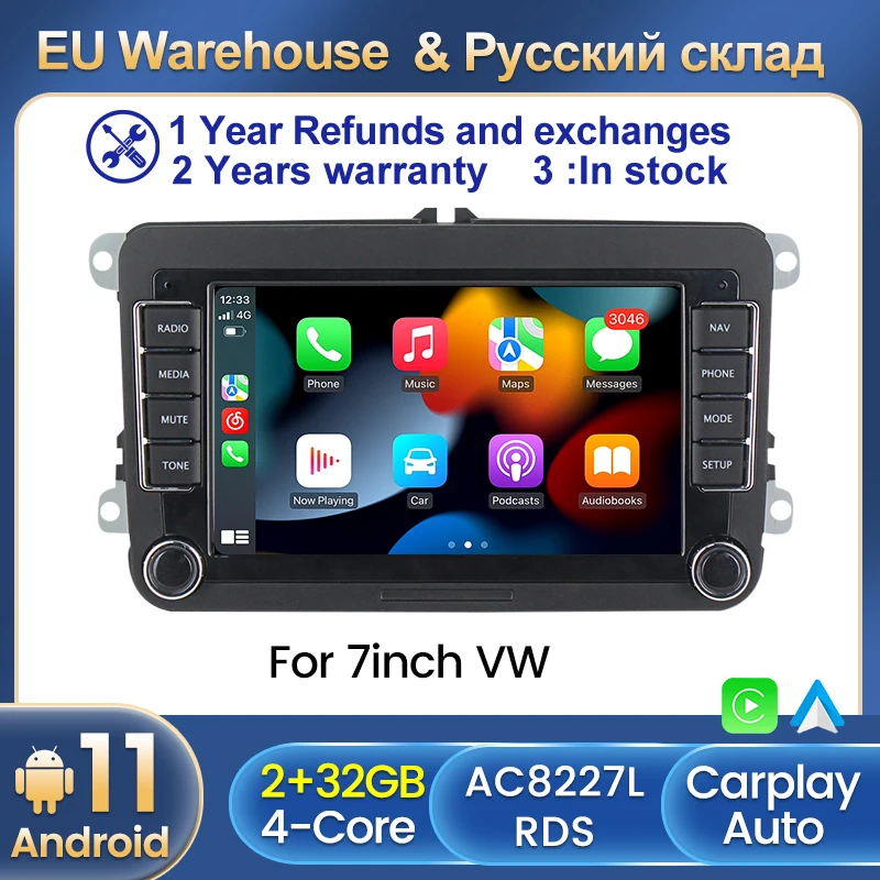 Автомагнитола Carplay стерео-система на Android 11 с GPS для Volkswagen Skoda Octavia golf 5 6 touran passat B6 polo