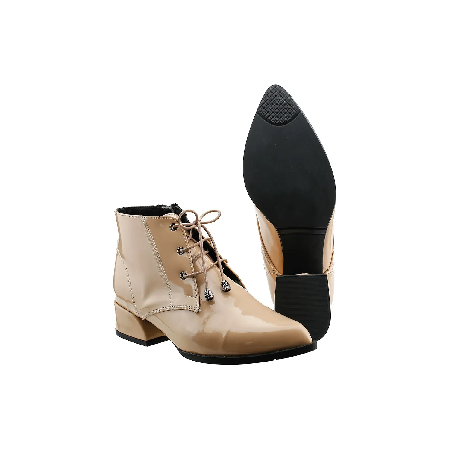 

Ayakland 631-03 Daily 3 cm Heel Women 'S Japanned Leather Boots Ten