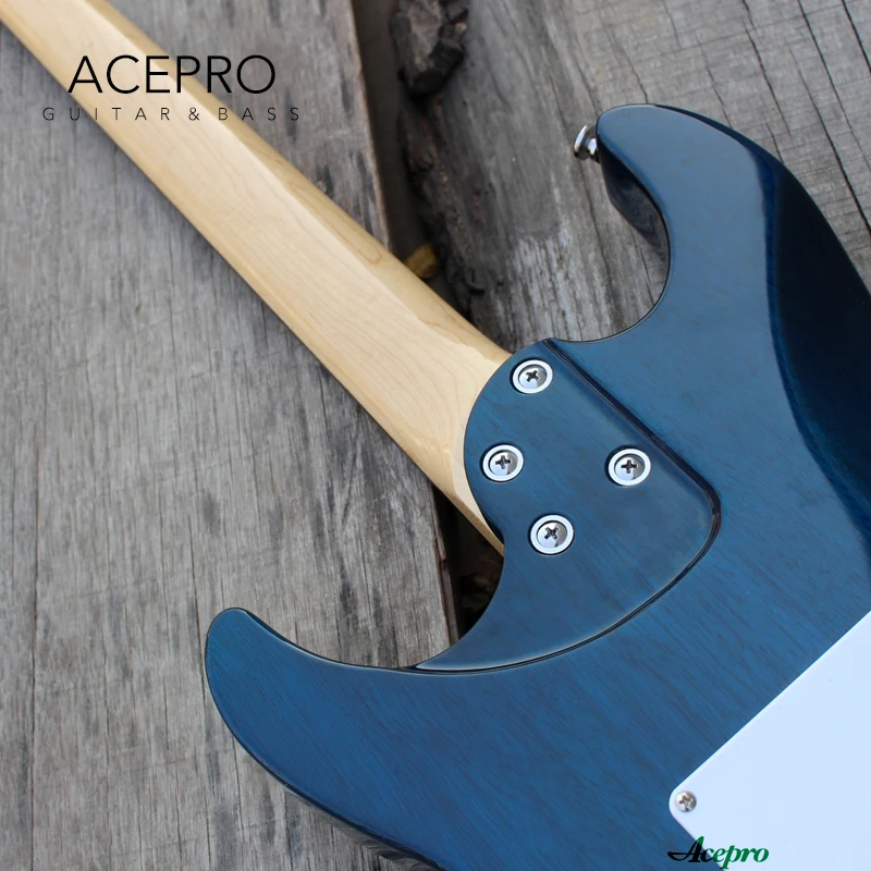 В наличии Acepro электрогитара высокого качества 6 string прозрачный синий Пламя клен ra