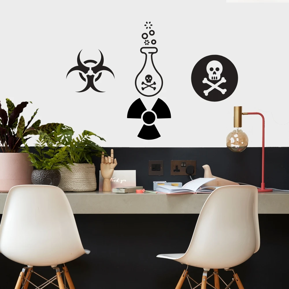 Science Hazard Предупреждение и символы настенные художественные наклейки Дизайн