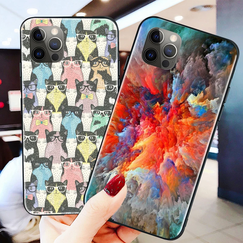 

For iPhone 12 Pro Case Soft TPU Cartoon Pattern Silicon Cover Phone iPhone SE 2020 12 11 XS XR X 8 7 6S 6 Plus Cases For Funda