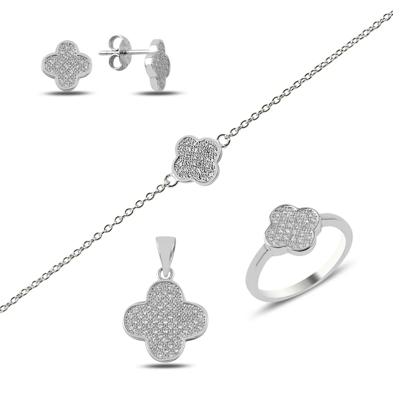 Серебряный 925 пробы Циркон кубический Клевер из циркония|Ювелирные наборы| |