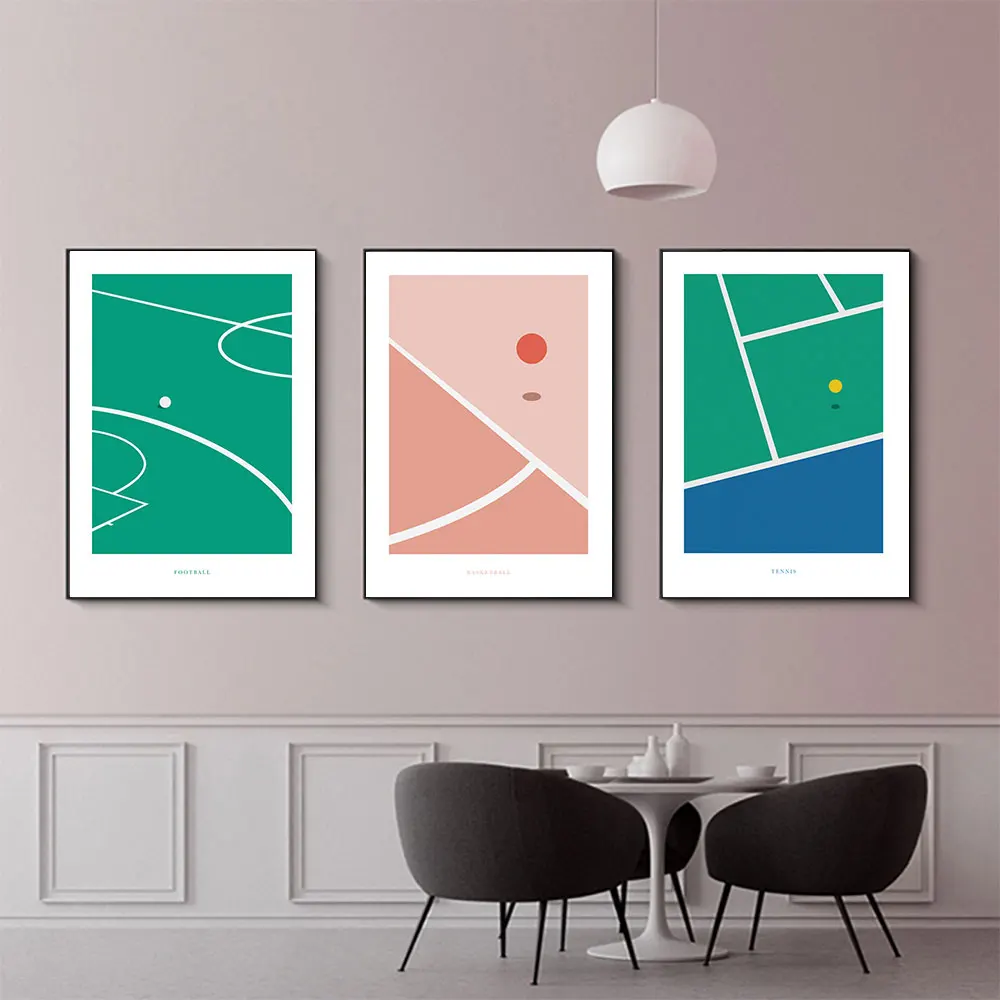 

Tennis Basketball Football Graphic Posters And Prints Cartoon Wall Art Canvas Painting Nordic Wall Pictures Living Room Decor