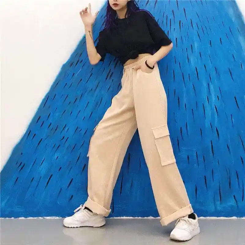 Женские брюки-карго NiceMix в Корейском стиле Модные свободные прямые широкие штаны