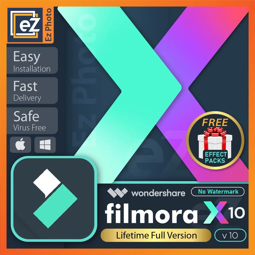

Filmora X v10 Lifetime Licence with Effect Pack Wondershare Filmora