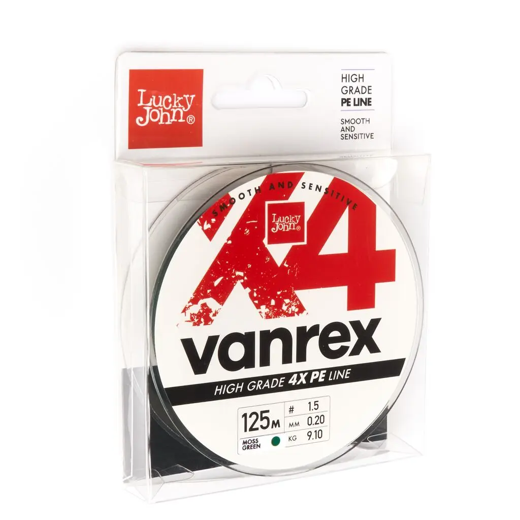 Леска плетёная Lucky John Vanrex х4 BRAID Moss Green 125/020|Рыболовные лески| |