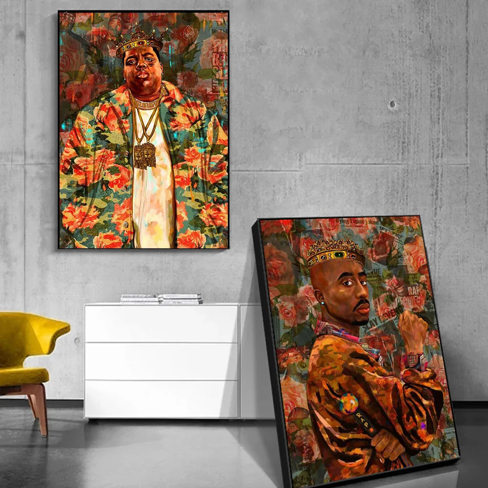 

Classic Poster Biggie Smalls Traditional Fiower Crown Canvas Painting Graffiti Print Wall Art Picture Living Room Mural Decor