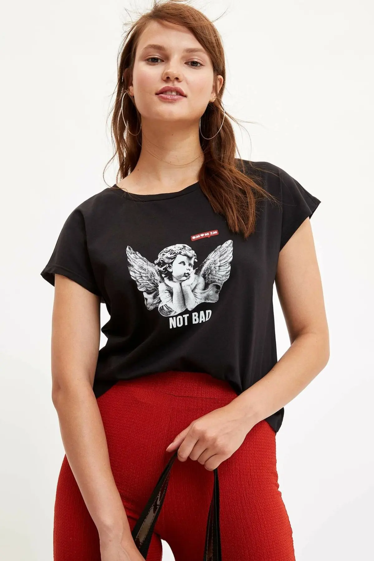 DeFacto женская летняя футболка с милым принтом ангела женские повседневные крутые