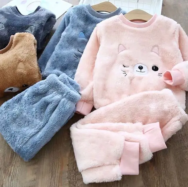 Ngiysem Peluş Eşofman Новинка ev tekstili moda Пижама erkek bebek giysileri setleri kız giyim yürümeye başlayan