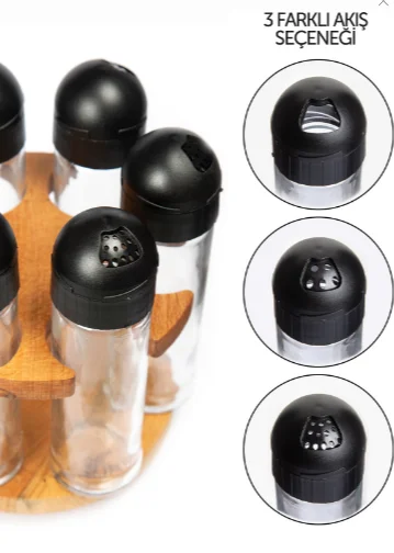 

6'l Rotating Spice Rack Set-Black Cap/Spice Rack Set/Bench Top Used/Spice Set