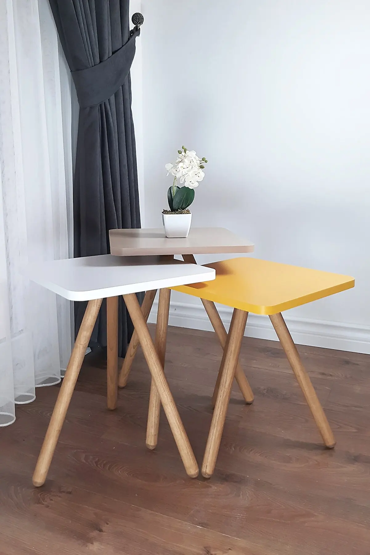 

Modern Coffee Table 3Pieces Square Stylish Design Colorful Retro Disassembled Side Table Home Furniture Living Room Scandinavian