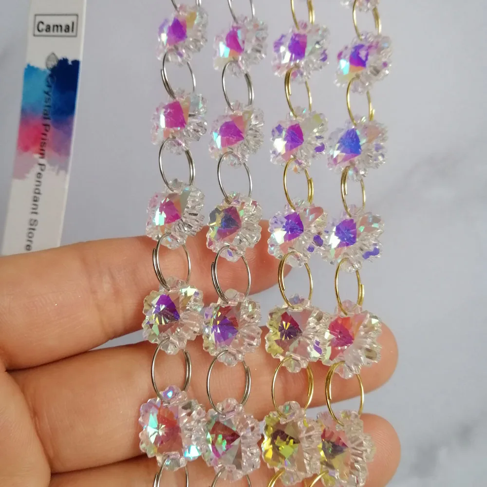 

Цветная Снежинка Camal 100 см/фута AB, 14 мм, хрустальные бусины, цепочка, гирлянда, люстра, часть лампы, занавеска, крафтовое украшение, рождественская подвеска