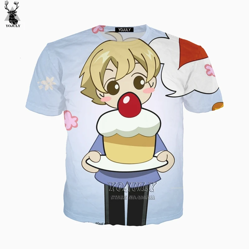 YOJULY 3D принт унисекс аниме Ouran старшеклассник клуб Повседневная Harajuku футболка с короткими рукавами хипстерская уличная одежда A737 - Цвет: 5