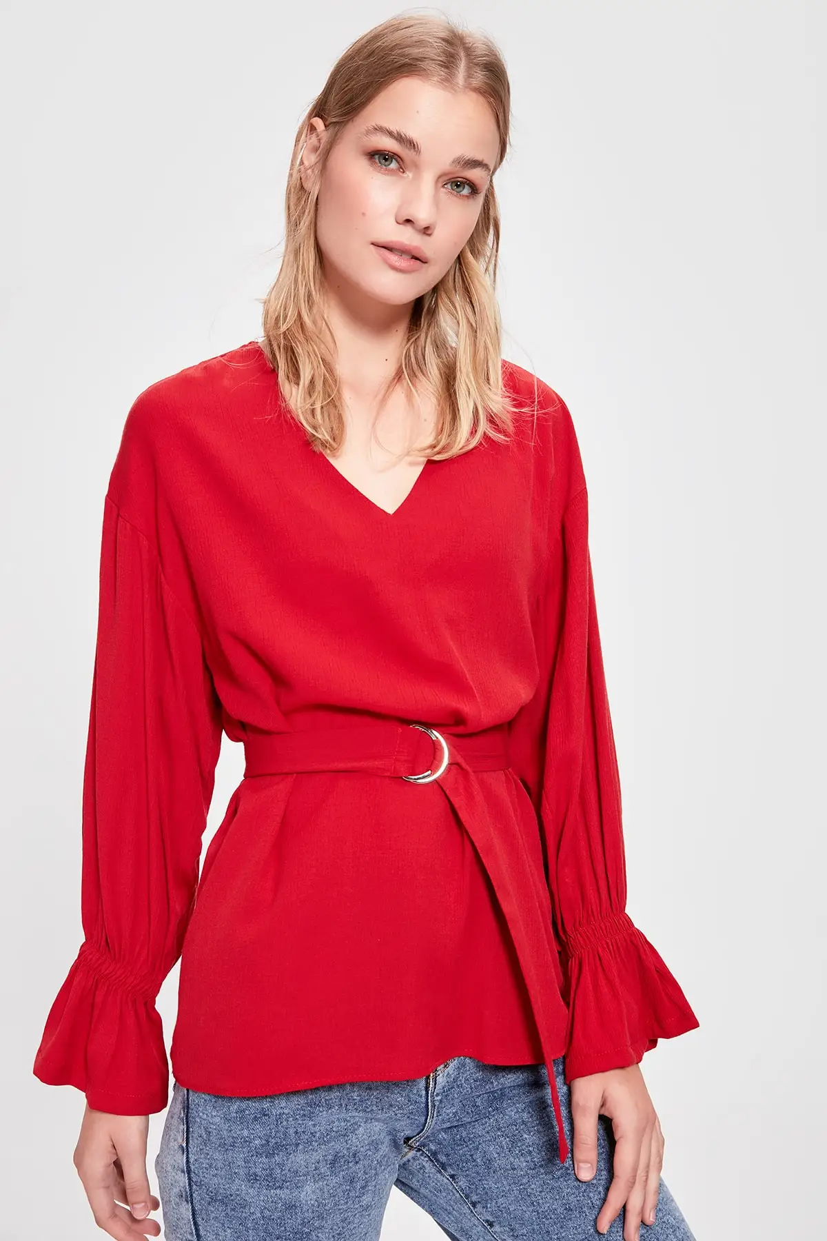 Trendyol шнуровка подробная Bluz TWOAW20BZ0749 |