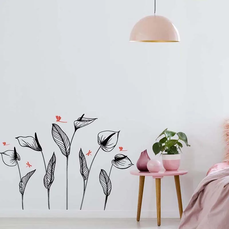 

Black & White Peony Flower Wall Decal - Vintage - Peel and Stick Reusable Wall Sticker-Removable Reusable Wall Decal