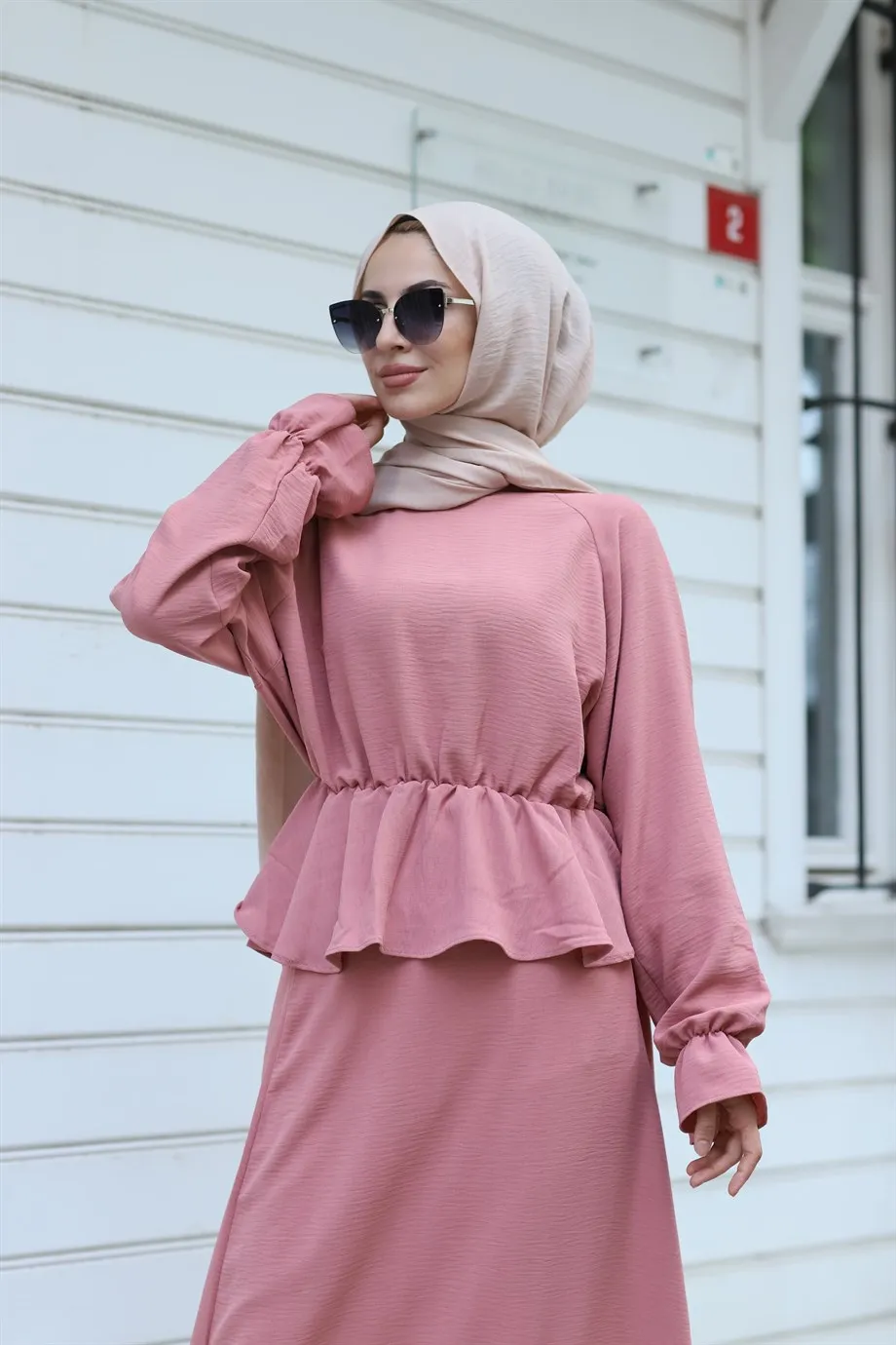 

Women twinset blouse and skirt the waist and sleeves smocking detaylı blouse and long skirt suit Muslim fashion Islamic clothing women's clothing